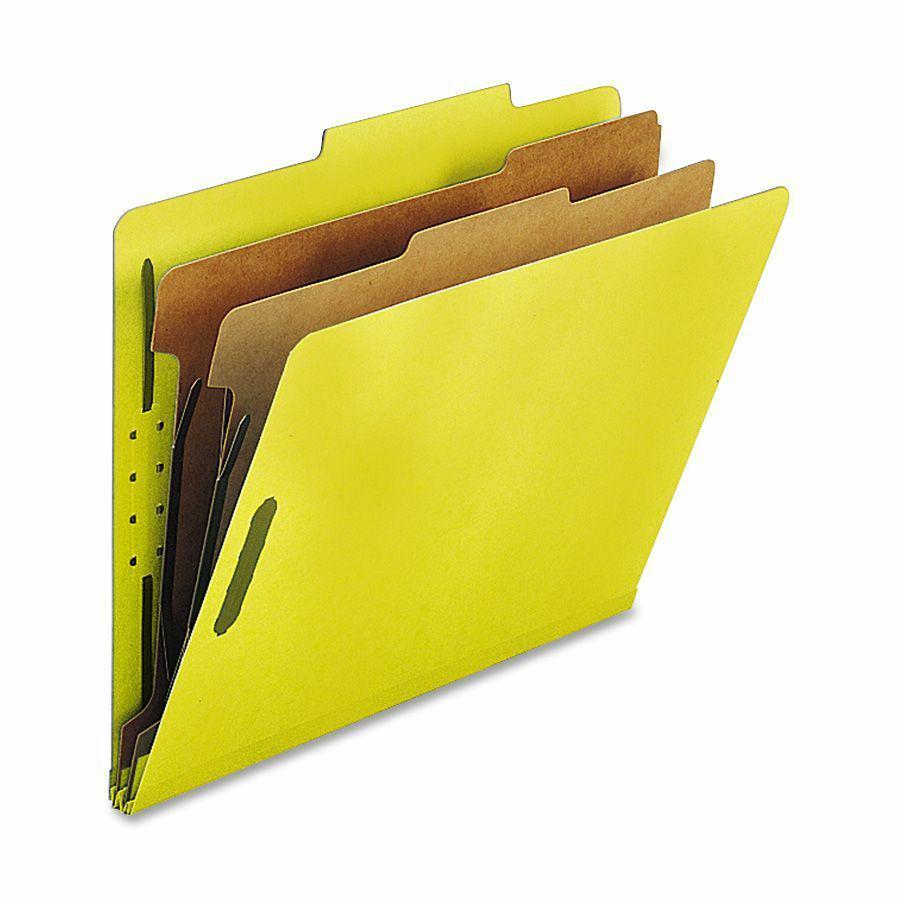 Nature Saver Letter Recycled Classification Folder - 8 1/2" x 11" - 2" Expansion - 2" Fastener Capacity for Folder - Top Tab Location - 2 Divider(s) - Yellow - 100% Recycled - 10 / Box. Picture 2