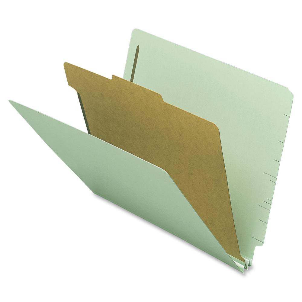Nature Saver Letter Recycled Classification Folder - 8 1/2" x 11" - 2 Fastener(s) - 2" Fastener Capacity for Folder - 1 Divider(s) - Gray/Green - 100% Recycled - 10 / Box. Picture 2