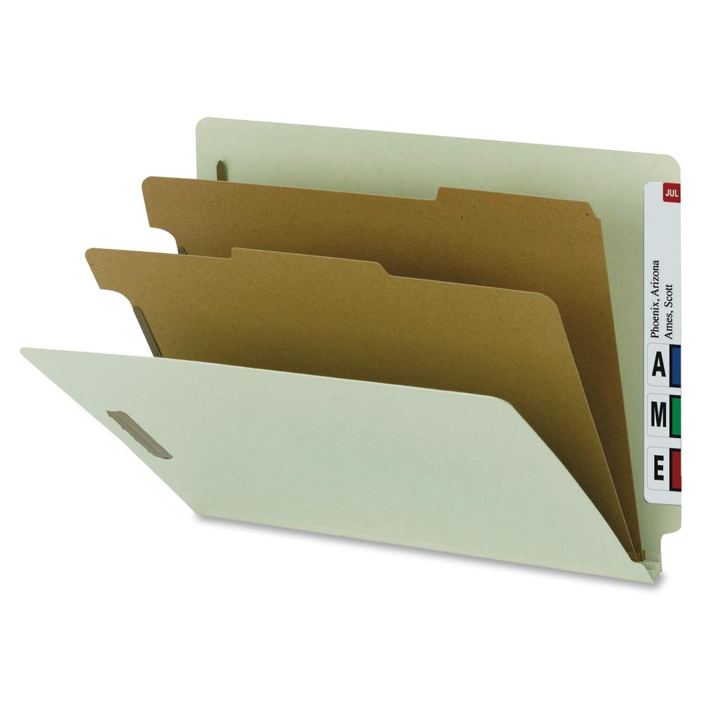 Nature Saver Letter Recycled Classification Folder - 8 1/2" x 11" - 2 Fastener(s) - 2" Fastener Capacity for Folder - 2 Divider(s) - Gray - 100% Recycled - 10 / Box. Picture 2