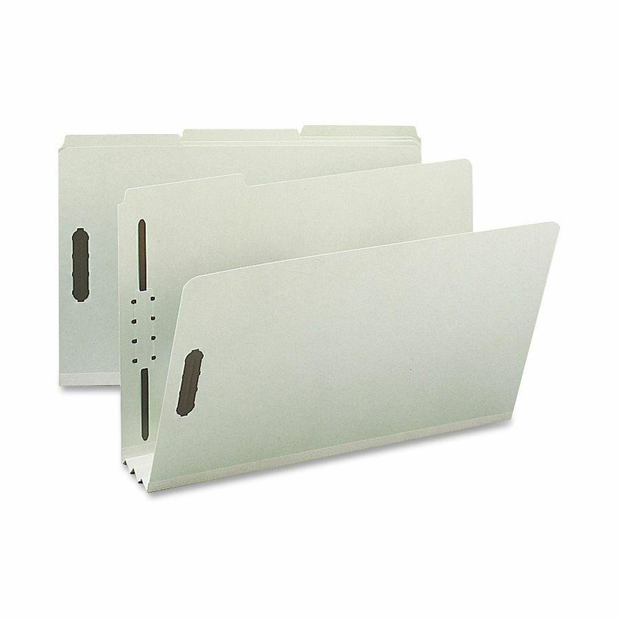 Nature Saver 1/3 Tab Cut Legal Recycled Fastener Folder - 8 1/2" x 14" - 3" Expansion - 2 Fastener(s) - 2" Fastener Capacity for Folder - Top Tab Location - Assorted Position Tab Position - Pressboard. Picture 2
