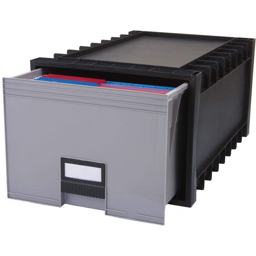Storex Archive Files Storage Box - External Dimensions: 15.1" Width x 24.3" Depth x 11.4"Height - Media Size Supported: Letter - Heavy Duty - Stackable - Polypropylene - Black, Gray - For File - Recyc. Picture 8