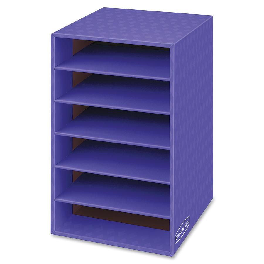 Fellowes 6 Compartment Shelf Organizer - 6 Compartment(s) - Compartment Size 2.63" x 11" x 13" - 18" Height x 11.9" Width x 13.3" DepthDesktop - Sturdy - 60% Recycled - Purple - Corrugated Paper - 1 E. Picture 3