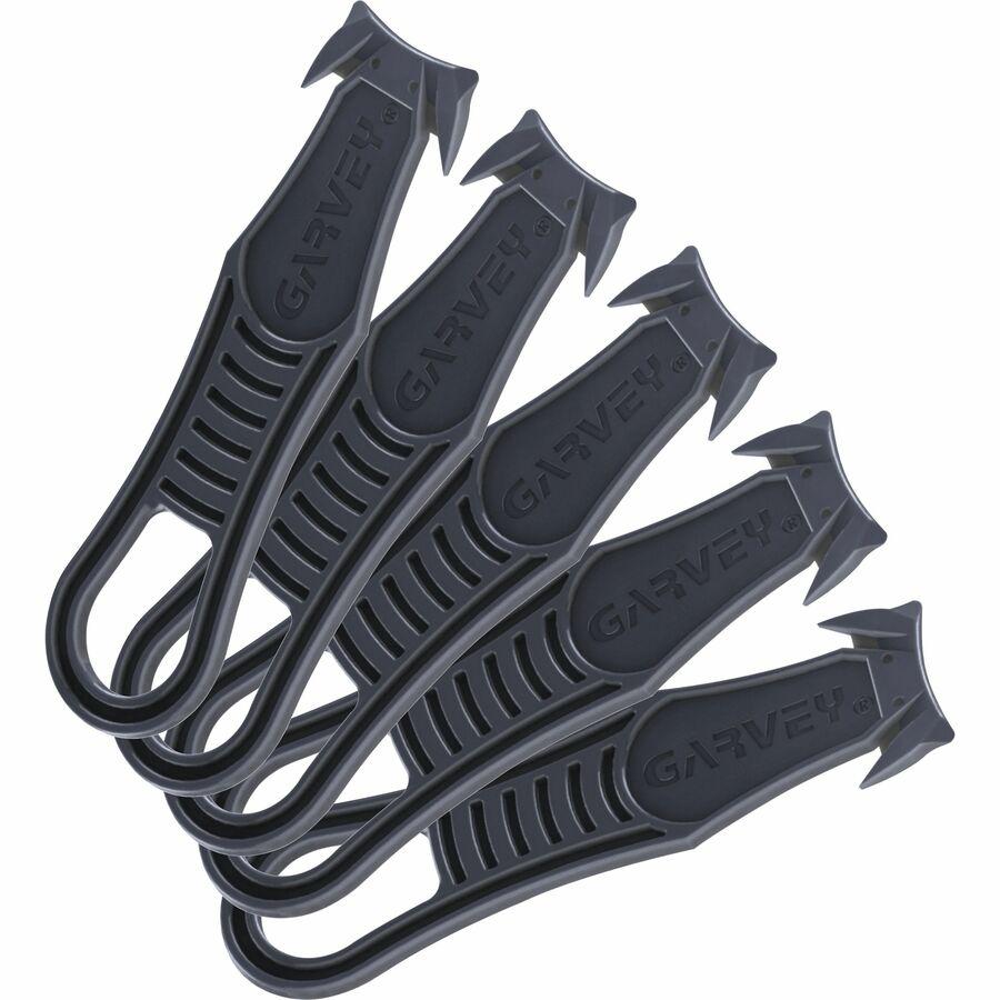 Garvey Steel Blade Plastic Handle Safety Cutter - Plastic, Steel - Black - 5 / Pack. Picture 5