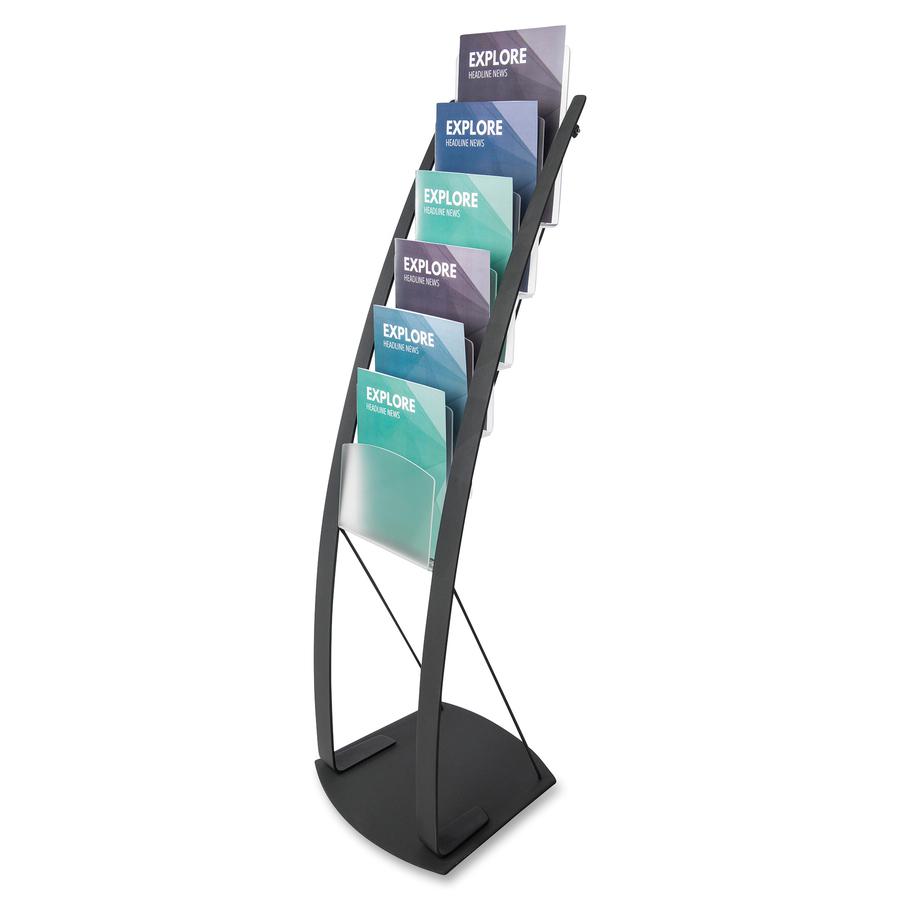Deflecto Contemporary Floor Display - 6 Compartment(s) - Compartment Size 1.45" - 49" Height x 13" Width x 16.5" DepthFloor - Black - Metal - 1 Each. Picture 10