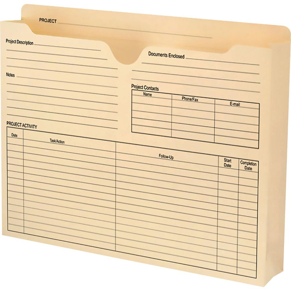 Smead Straight Tab Cut Letter Recycled File Jacket - 2" Folder Capacity - 8 1/2" x 11" - 2" Expansion - Top Tab Location - Manila - Manila - 10% Recycled - 50 / Box. Picture 2