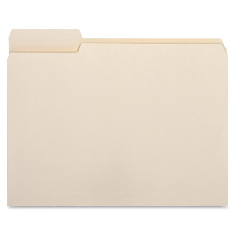 Business Source 1/3 Tab Cut Letter Recycled Top Tab File Folder - 8 1/2" x 11" - 3/4" Expansion - Top Tab Location - Left Tab Position - Manila - 10% Recycled - 100 / Box. Picture 2