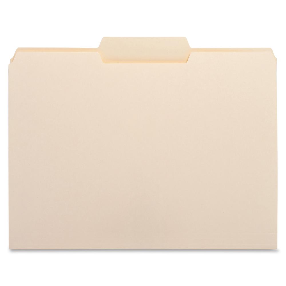 Business Source 1/3 Tab Cut Letter Recycled Top Tab File Folder - 8 1/2" x 11" - 3/4" Expansion - Top Tab Location - Center Tab Position - Manila - 10% Recycled - 100 / Box. Picture 3