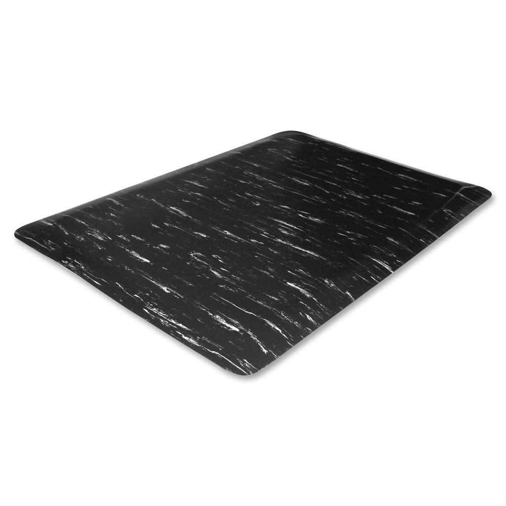 Genuine Joe Marble Top Anti-fatigue Floor Mats - Office, Bank, Cashier's Station, Industry - 60" Length x 36" Width x 0.50" Thickness - Black Marble. Picture 3