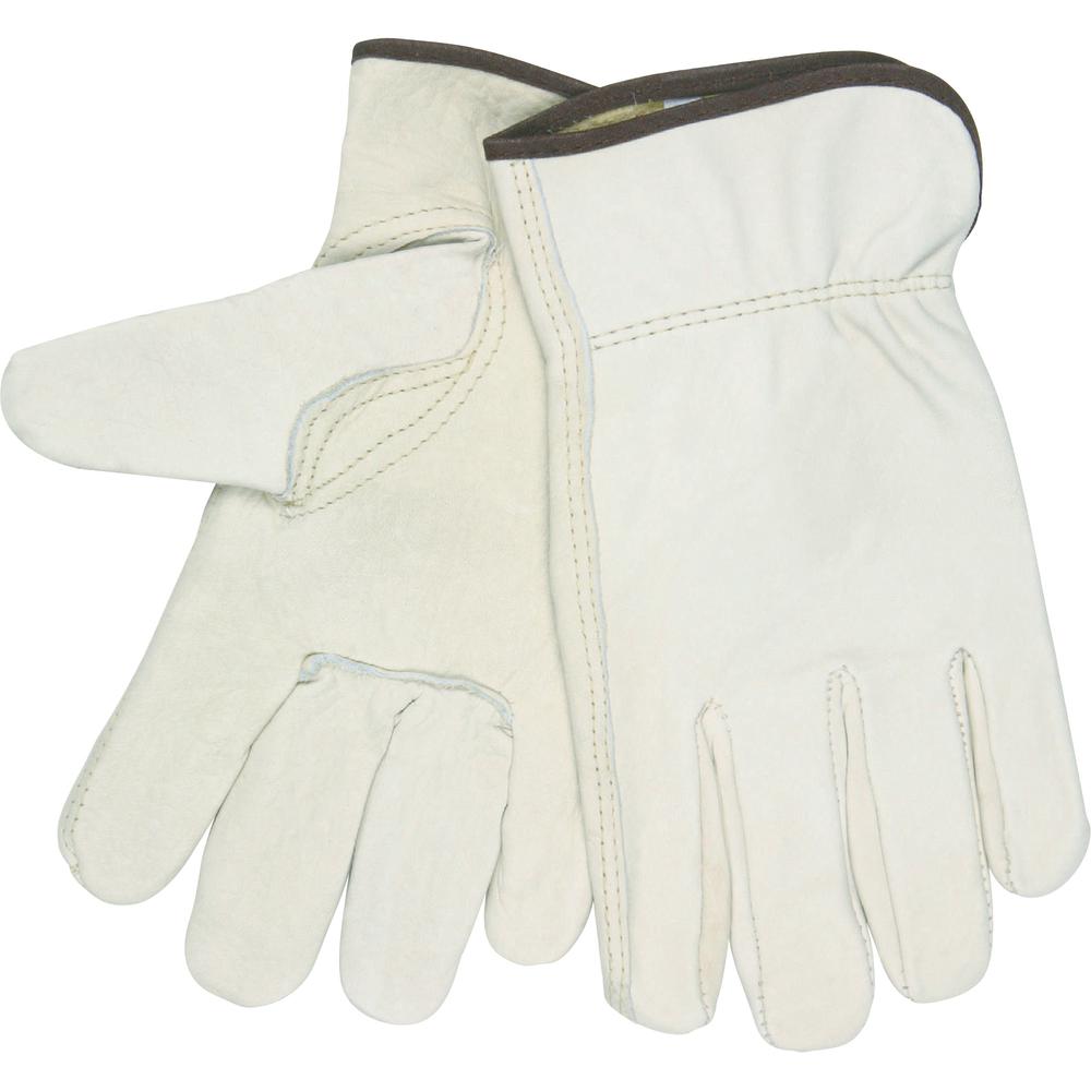 MCR Safety Leather Driver Gloves - Medium Size - Beige - 2 / Pair. Picture 2