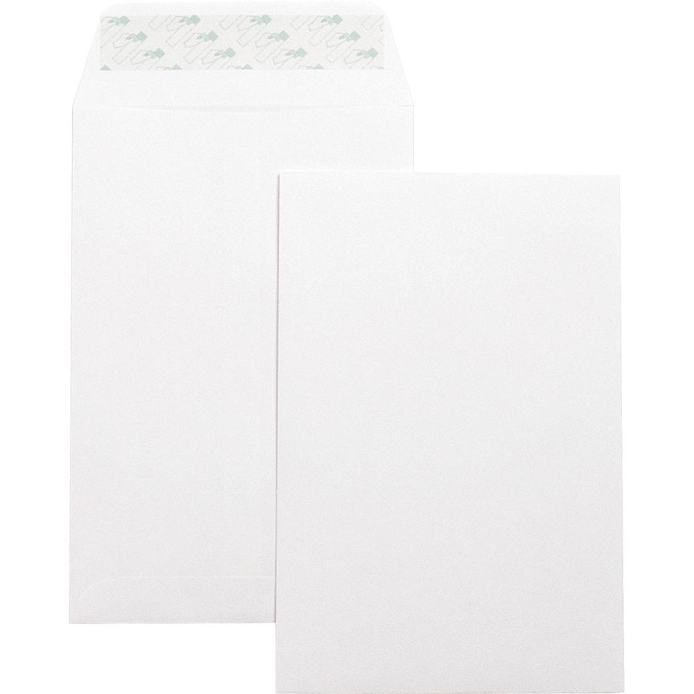Business Source Self-Seal 6"x9" Catalog Envelopes - Catalog - 6" Width x 9" Length - 28 lb - Self-sealing - Wove - 100 / Box - White. Picture 2