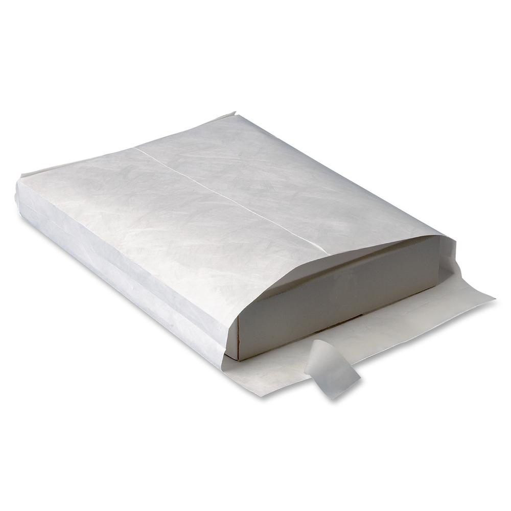 Business Source Tyvek Expansion Envelopes - Expansion - 12" Width x 15 1/2" Length - 4" Gusset - Peel & Seal - Tyvek - 50 / Box - White. Picture 2