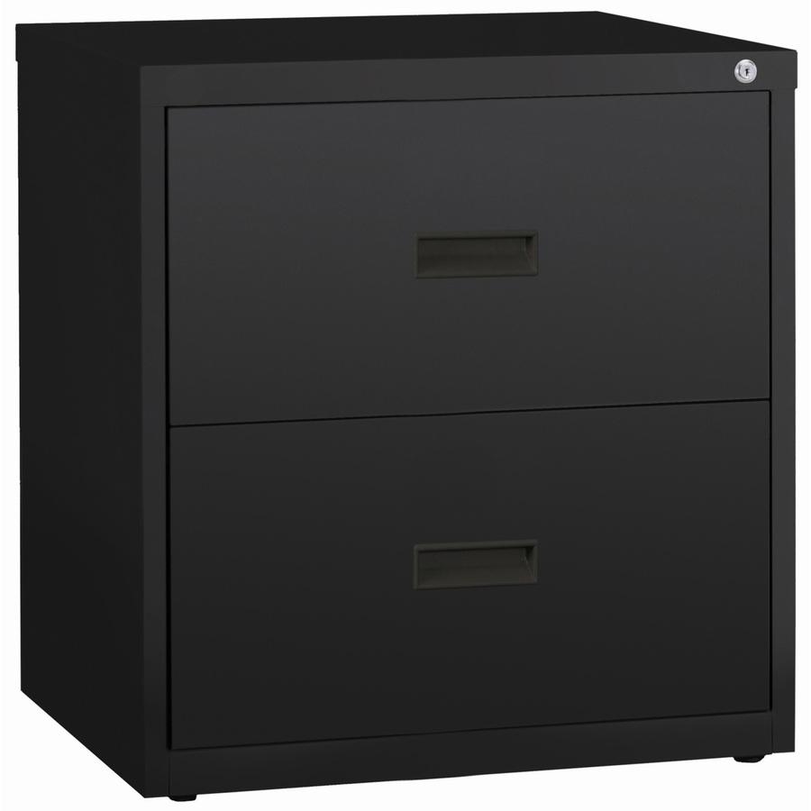 Lorell Value Lateral File - 2-Drawer - 30" x 18.6" x 28.1" - 2 x Drawer(s) for File - A4, Letter, Legal - Interlocking, Ball-bearing Suspension, Adjustable Glide, Locking Drawer - Black - Steel - Recy. Picture 4