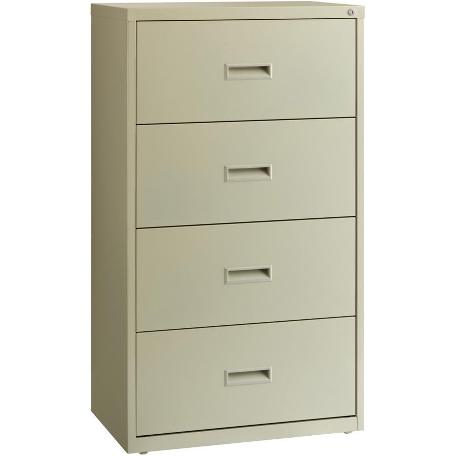 Lorell Value Lateral File - 2-Drawer - 30" x 18.6" x 52.5" - 4 x Drawer(s) for File - A4, Legal, Letter - Interlocking, Adjustable Glide, Ball-bearing Suspension, Label Holder - Putty - Steel - Recycl. Picture 8