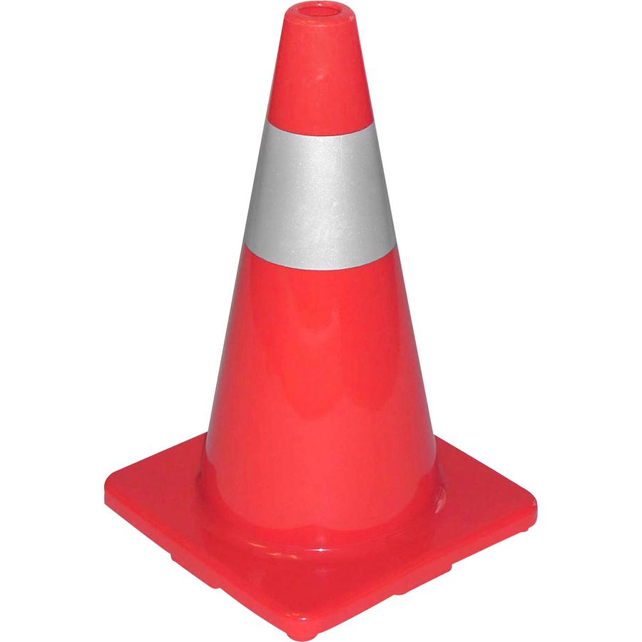 Tatco Sturdy Molded Reflective Traffic Cone - 1 Each - Cone Shape - Reflective Paint, Stackable - Polyvinyl Chloride (PVC) - Orange. Picture 2