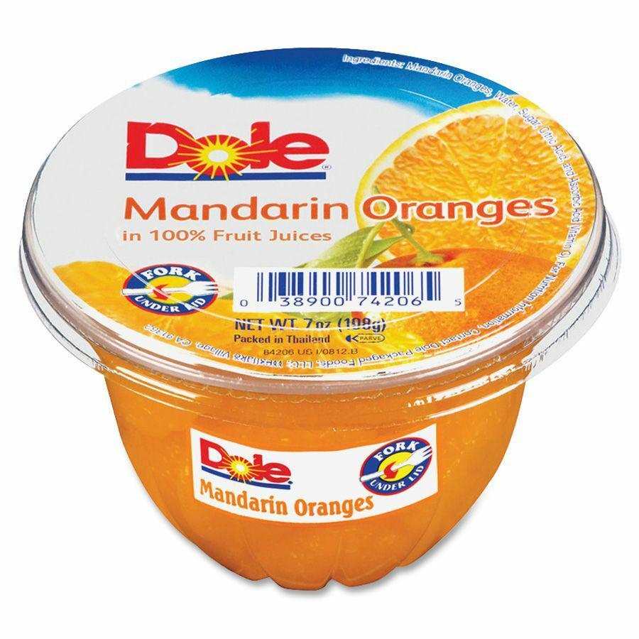 Dole Mandarin Oranges Fruit Cups - Mandarin Orange - 1 Serving Cup - 7 oz - 12 / Carton. Picture 2