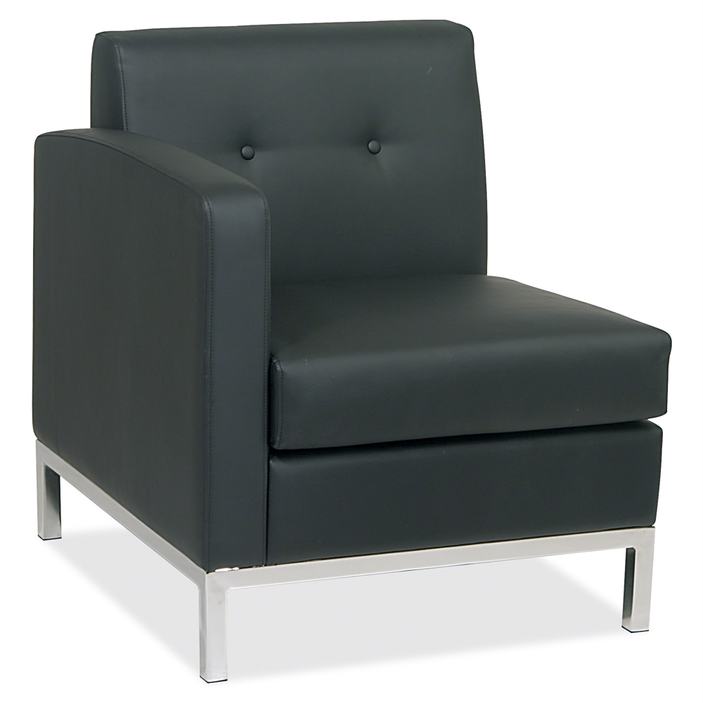 Wall Street Left Arm Chair - Faux Leather Black Seat27" Width x 28" Depth x 30" Height. Picture 2