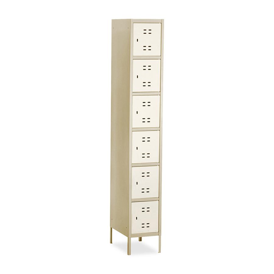 Safco Six-Tier Two-tone Box Locker with Legs - 18" x 12" x 78" - Recessed Locking Handle. Picture 2
