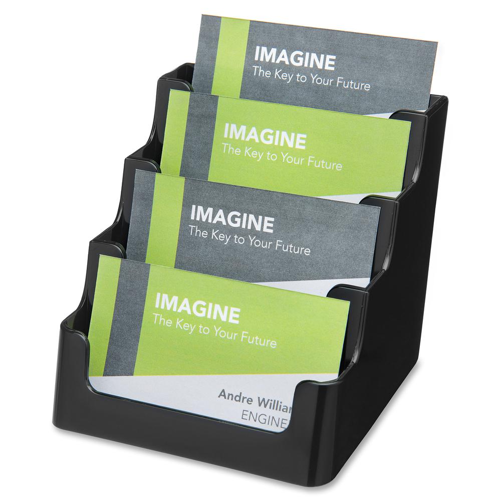 Deflecto 4 Tier Business Card Holder - 3.8" x 3.9" x 3.5" x - Plastic - 1 Each - Black - Storage Compartment, Durable, Recyclable. Picture 6