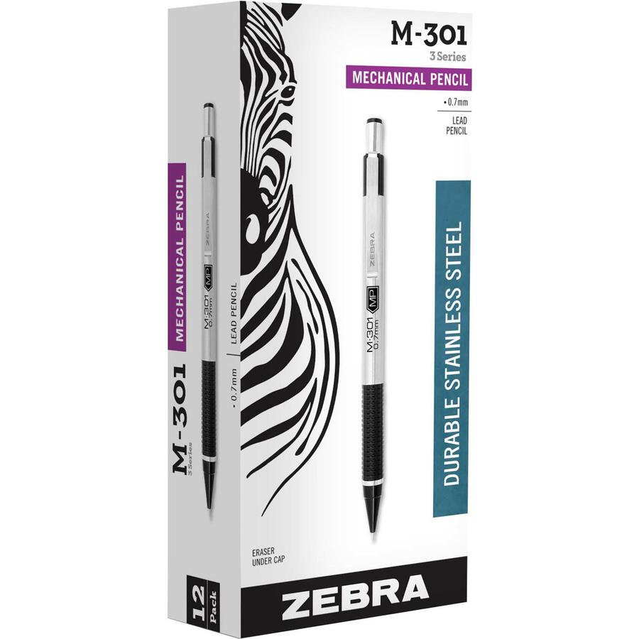 Zebra Pen M-301 Mechanical Pencil - 0.7 mm Lead Diameter - Refillable - Black Stainless Steel Barrel - 1 Each. Picture 2