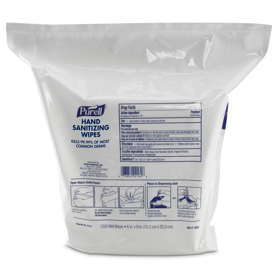 PURELL&reg; Sanitizing Wipes - White - 1200 Per Pack - 2400 / Carton. Picture 4
