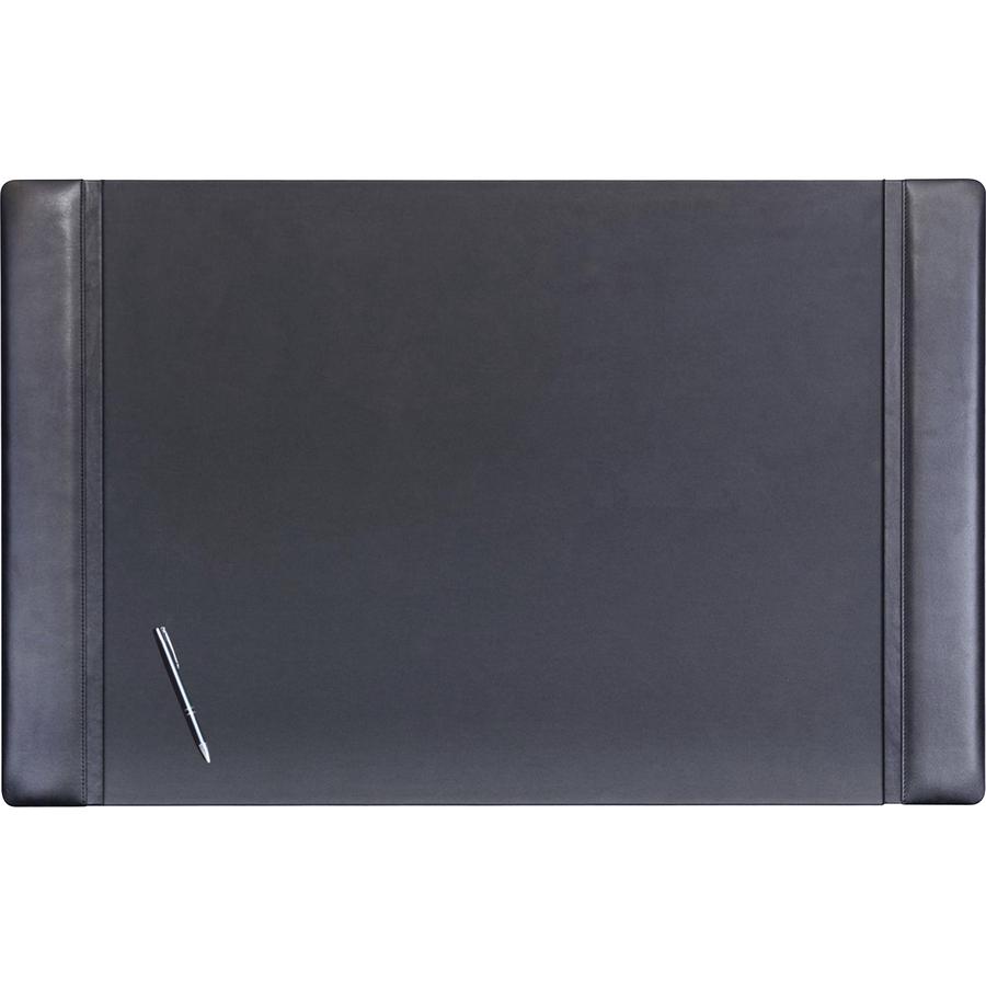 Dacasso 38 x 24 Desk Pad - Black Leather - Rectangle - 38" Width x 24" Depth - Felt Black Backing - Top Grain Leather - Black. Picture 3
