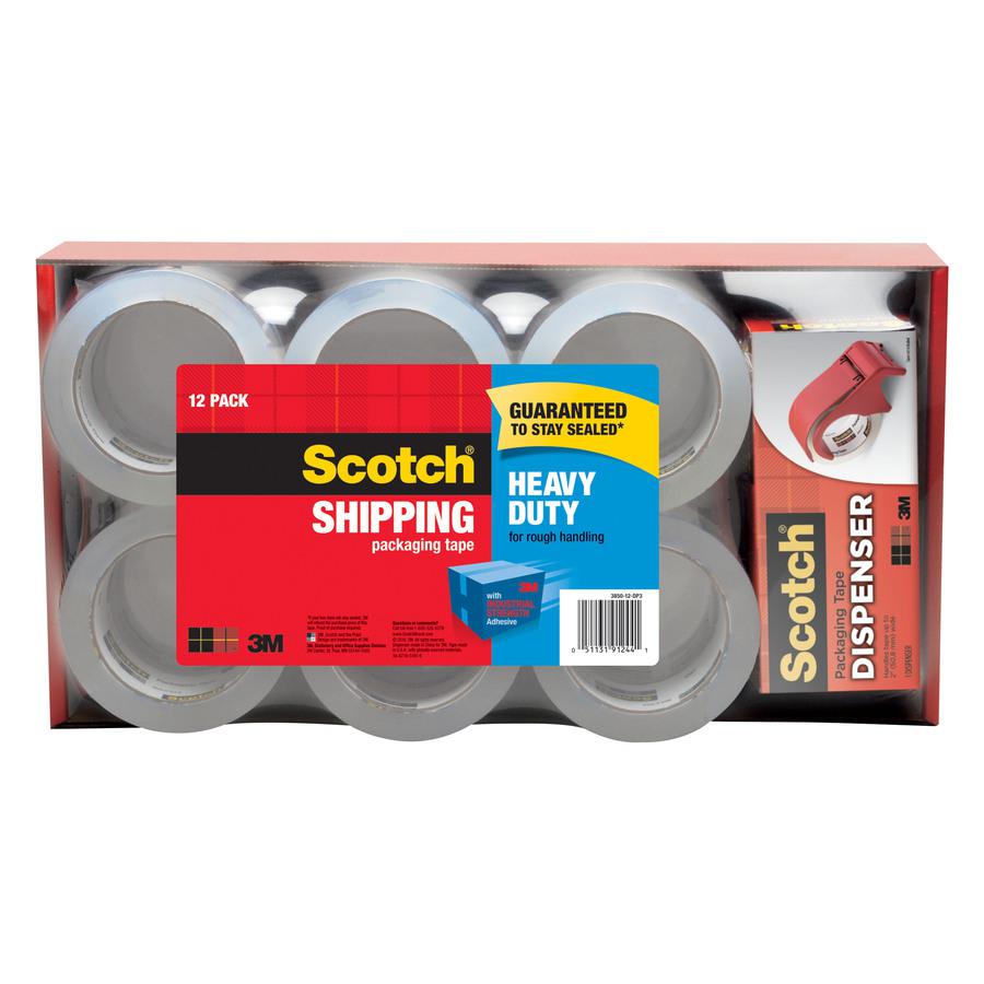 Scotch Heavy-Duty Shipping/Packaging Tape - 54.60 yd Length x 1.88" Width - 3.1 mil Thickness - 3" Core - Synthetic Rubber Resin Backing - Dispenser Included - Handheld Dispenser - Breakage Resistance. Picture 3