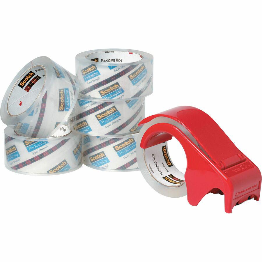 Scotch Heavy-Duty Shipping/Packaging Tape - 54.60 yd Length x 1.88" Width - 3.1 mil Thickness - 3" Core - Synthetic Rubber Resin - Rubber Resin Backing - Dispenser Included - 6 / Pack - Clear. Picture 2