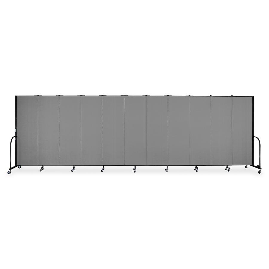 Screenflex Portable Room Dividers - 72" Height x 20.4 ft Length - Black Metal Frame - Polyester - Stone - 1 Each. Picture 18
