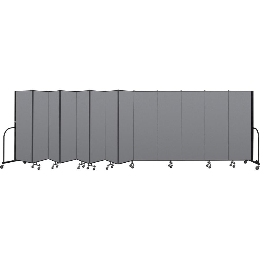 Screenflex Portable Room Dividers - 72" Height x 24.1 ft Length - Black Metal Frame - Polyester - Stone - 1 Each. Picture 14