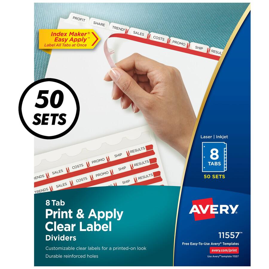 Avery&reg; Index Maker Index Divider - 400 x Divider(s) - Print-on Tab(s) - 8 - 8 Tab(s)/Set - 8.5" Divider Width x 11" Divider Length - 3 Hole Punched - White Paper Divider - White Paper Tab(s) - 50 . Picture 2