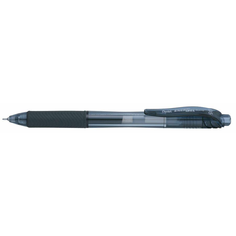 Pentel EnerGel-X Retractable Gel Pens - Fine Pen Point - 0.5 mm Pen Point Size - Needle Pen Point Style - Refillable - Retractable - Black Gel-based Ink - Black Barrel - 1 Dozen. Picture 3