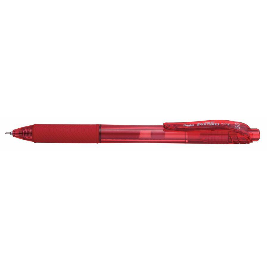 EnerGel EnerGel-X Retractable Gel Pens - Fine Pen Point - 0.5 mm Pen Point Size - Needle Pen Point Style - Refillable - Retractable - Red Gel-based Ink - Red Barrel - 1 Dozen. Picture 4