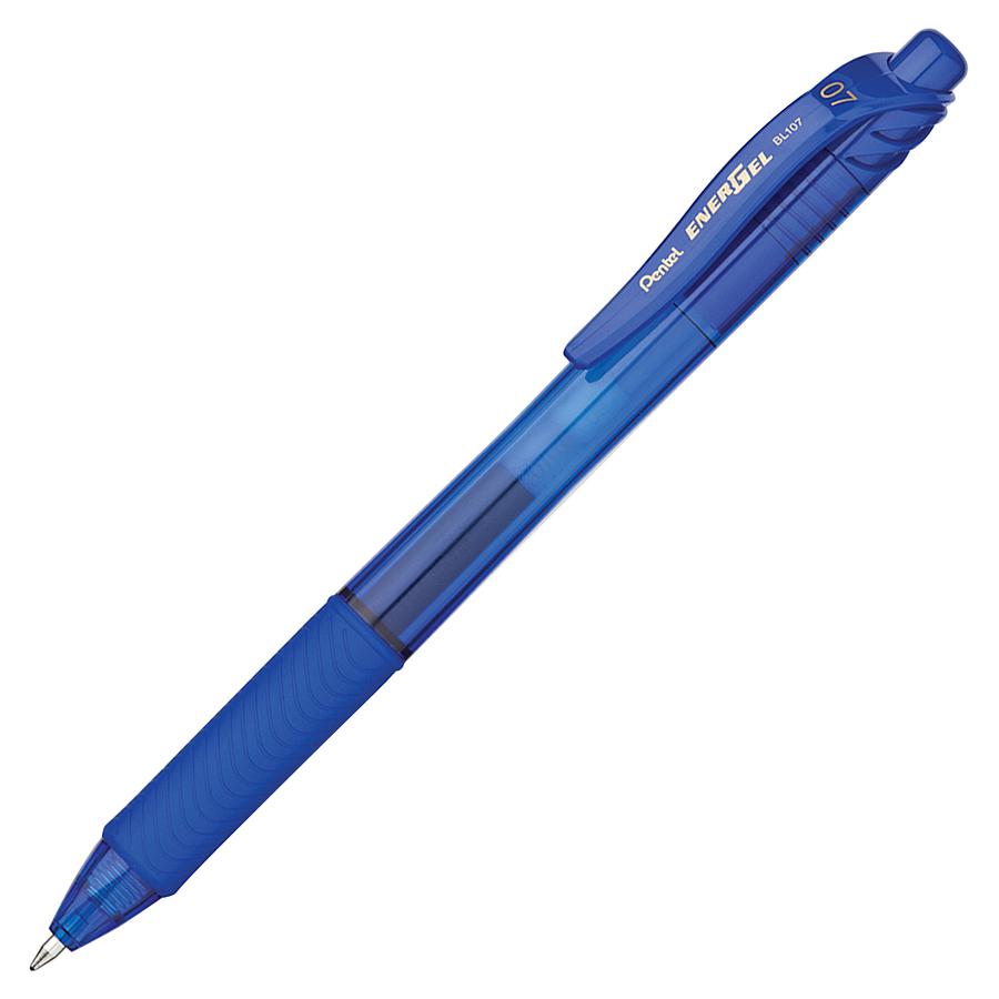 Pentel EnerGel-X Retractable Gel Pens - Medium Pen Point - 0.7 mm Pen Point Size - Refillable - Retractable - Blue Gel-based Ink - Blue Barrel - Metal Tip - 1 Dozen. Picture 2