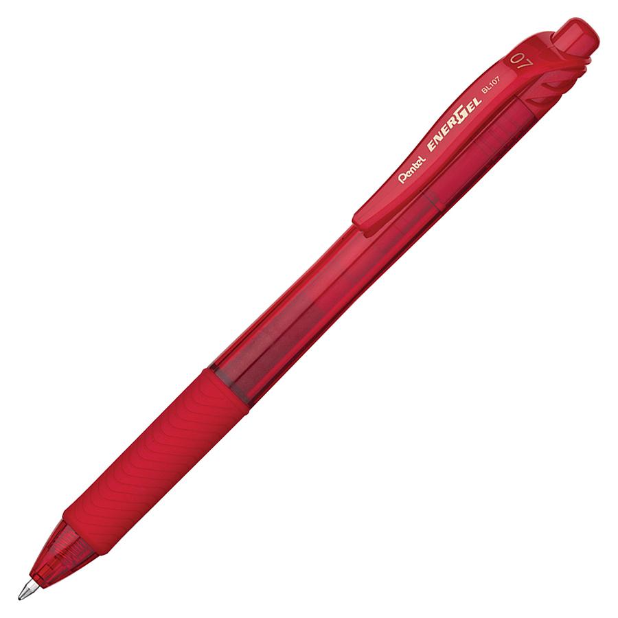 EnerGel EnerGel-X Retractable Gel Pens - Medium Pen Point - 0.7 mm Pen Point Size - Refillable - Retractable - Red Gel-based Ink - Red Barrel - Metal Tip - 1 Dozen. Picture 3