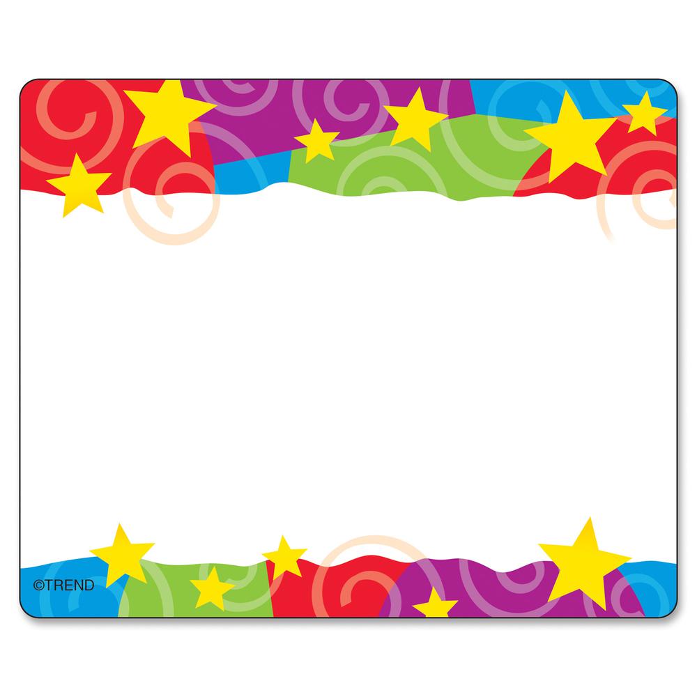 Trend Stars & Swirls Colorful Self-adhesive Name Tags - 3" Length x 2.50" Width - Rectangular - 36 / Pack - Assorted. Picture 2