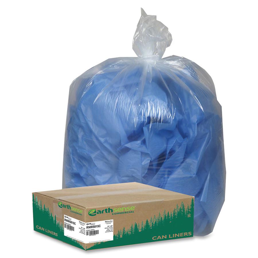 Berry Coreless Heavy-duty Can Liners - Extra Large Size - 60 gal Capacity - 38" Width x 58" Length - 1.50 mil (38 Micron) Thickness - Clear - 100/Carton - Can - Recycled. Picture 2