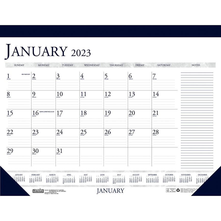 House of Doolittle Small Blocks 12-Month Desk Pad - Julian Dates - Monthly - 1 Year - January 2022 till December 2022 - 1 Month Single Page Layout - 18 1/2" x 13" Sheet Size - 1.50" x 1.88" Block - De. Picture 2