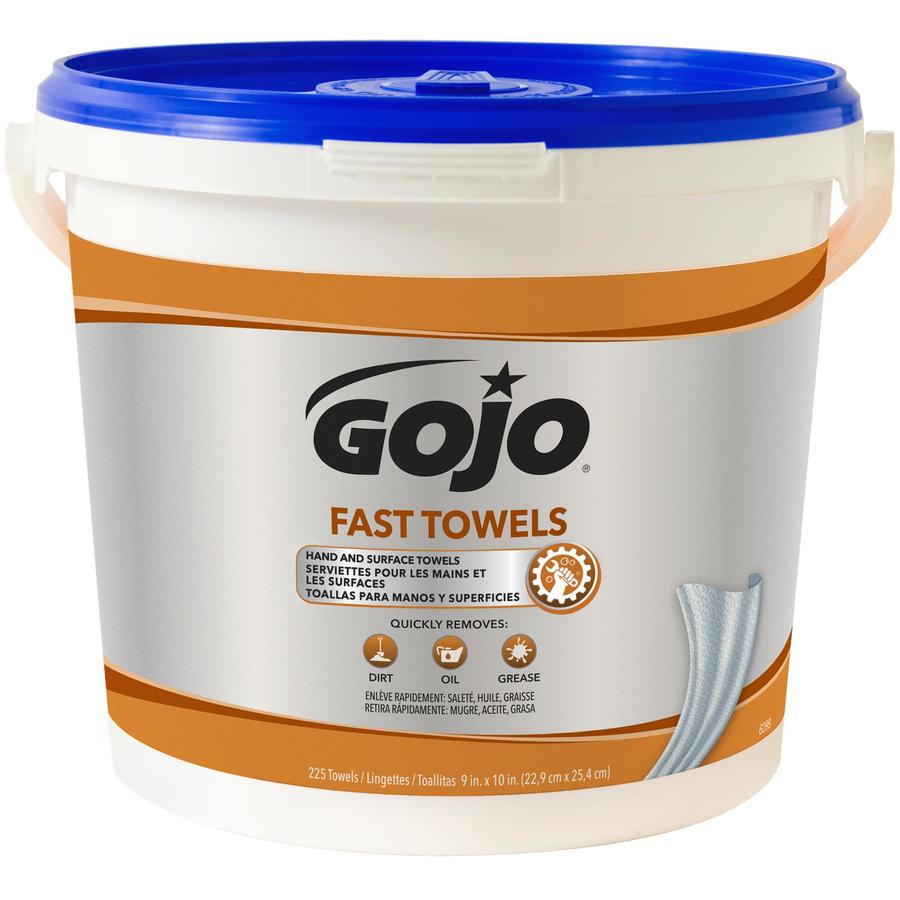 Gojo&reg; Fast Towels Hand/Surface Cleaner - 9" x 10" - White - Non-irritating, Pre-moistened, Disposable - For Hand - 225 / Each. Picture 4