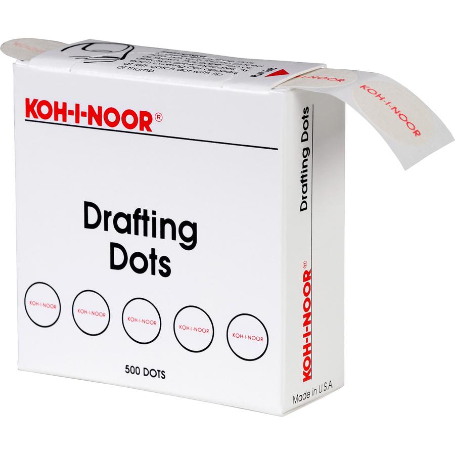 Koh-I-Noor Drafting Dots - 0.88" Dia - Paper - Dispenser Included - 1 / Box - White. Picture 2