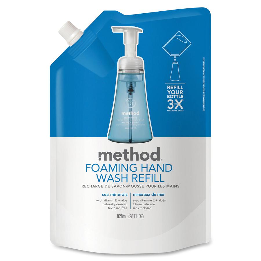 Method Foaming Hand Soap Refill - Sea Mineral ScentFor - 28 fl oz (828.1 mL) - Hand - Light Blue - Triclosan-free, Paraben-free, Phthalate-free - 1 Each. Picture 4
