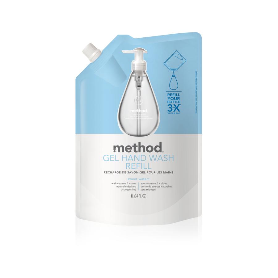 Method Gel Hand Soap Refill - Sweet Water ScentFor - 34 fl oz (1005.5 mL) - Squeeze Bottle Dispenser - Hand - Clear - Triclosan-free - 1 Each. Picture 4