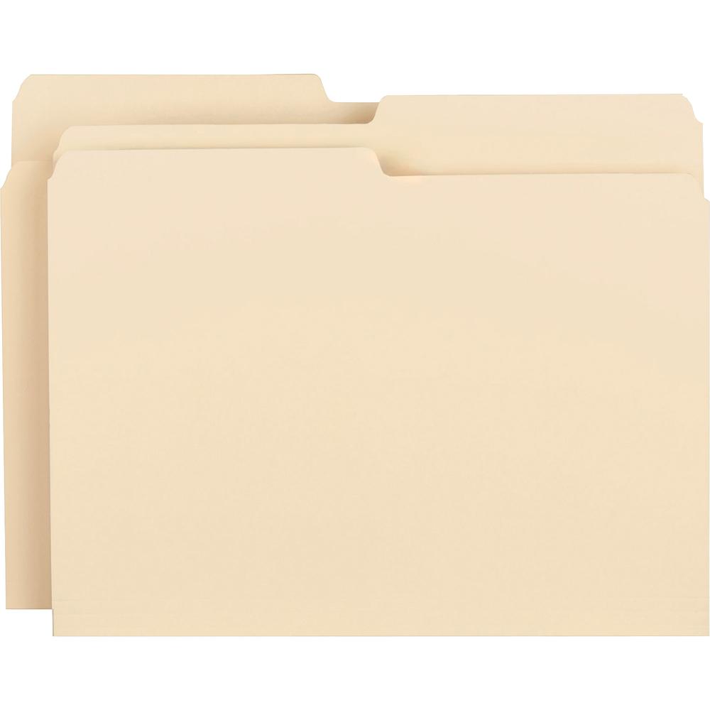 Business Source 1/2 Tab Cut Letter Recycled Top Tab File Folder - 8 1/2" x 11" - 3/4" Expansion - Top Tab Location - Assorted Position Tab Position - Manila - 10% Recycled - 100 / Box. Picture 2