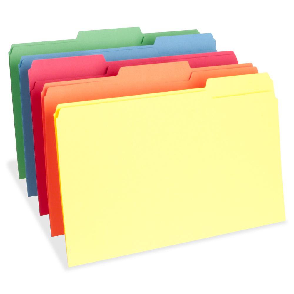 Business Source 1/3 Tab Cut Legal Recycled Top Tab File Folder - 8 1/2" x 14" - 3/4" Expansion - Top Tab Location - Assorted Position Tab Position - Assorted - 10% Recycled - 100 / Box. Picture 3