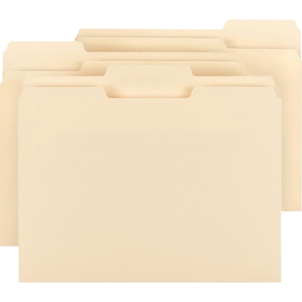 Business Source 1/3 Tab Cut Letter Recycled Top Tab File Folder - 8 1/2" x 11" - 3/4" Expansion - Top Tab Location - Assorted Position Tab Position - Manila - 10% Recycled - 150 / Box. Picture 2