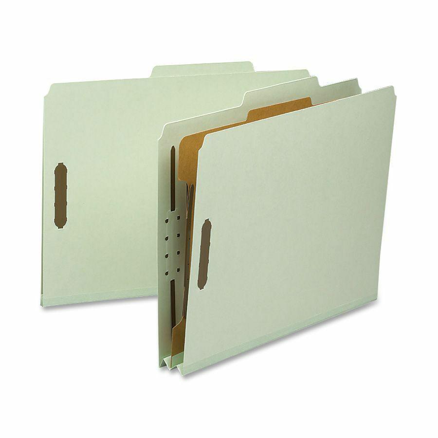 Nature Saver 2/5 Tab Cut Letter Recycled Classification Folder - 8 1/2" x 11" - 2" Expansion - Prong K Style Fastener - 2" Fastener Capacity for Folder, 1" Fastener Capacity for Divider - 1 Divider(s). Picture 2