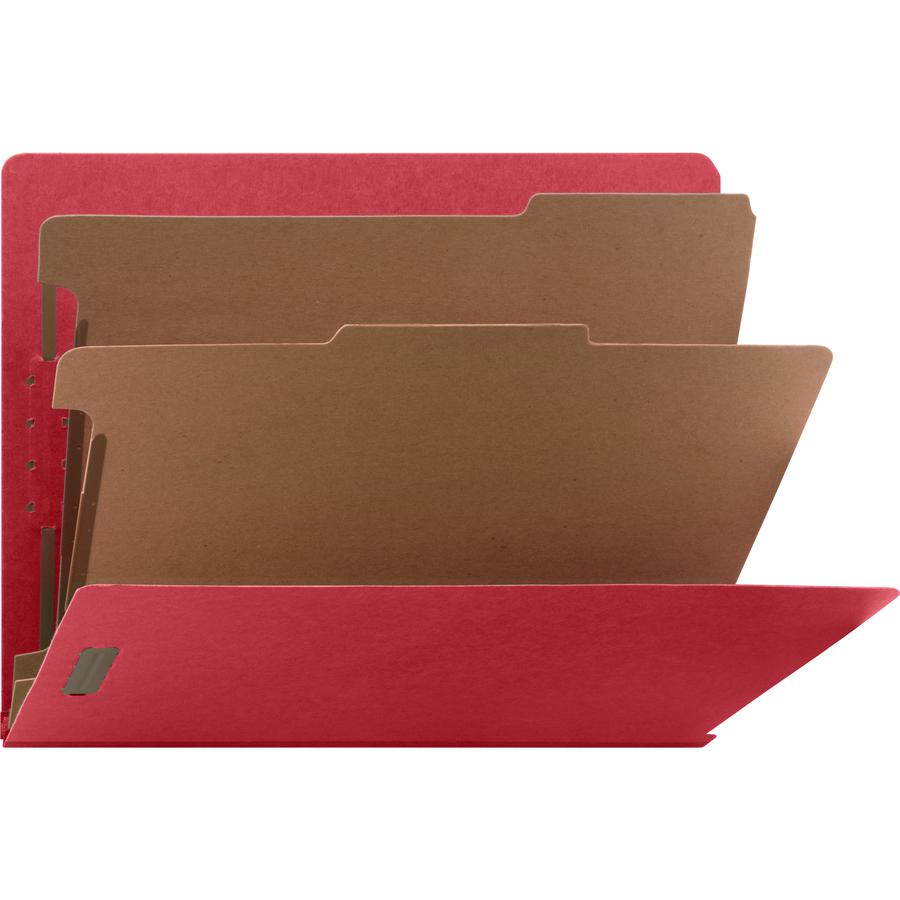Nature Saver Letter Recycled Classification Folder - 8 1/2" x 11" - End Tab Location - 2 Divider(s) - Fiberboard - Bright Red - 100% Recycled - 10 / Box. Picture 10