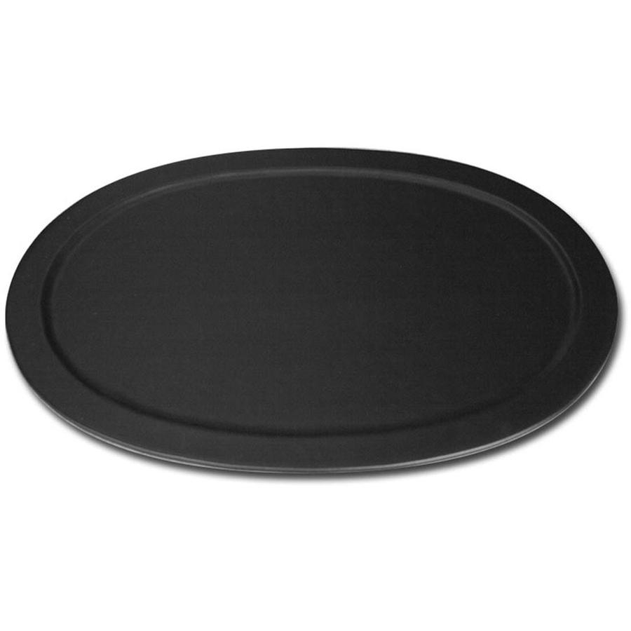 Dacasso Classic Black Leather Serving Tray - Leather, Stainless Steel Body - 1 Each. Picture 2