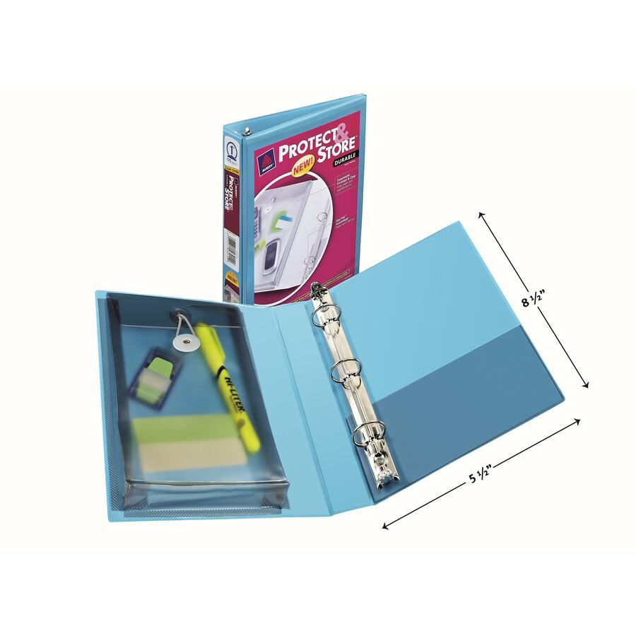 Avery&reg; 1" Mini Durable View Binder - 1" Binder Capacity - Half-letter - 5 1/2" x 8 1/2" Sheet Size - 175 Sheet Capacity - Round Ring Fastener(s) - 2 Pocket(s) - Polypropylene - Recycled - Pocket, . Picture 8
