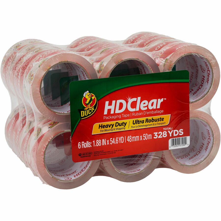 Duck Brand HD Clear Packing Tape - 54.60 yd Length x 1.88" Width - 3" Core - 2.60 mil - Acrylic Backing - UV Resistant - For Sealing, Packing, Shipping, Label Protection - 24 / Carton - Clear. Picture 2
