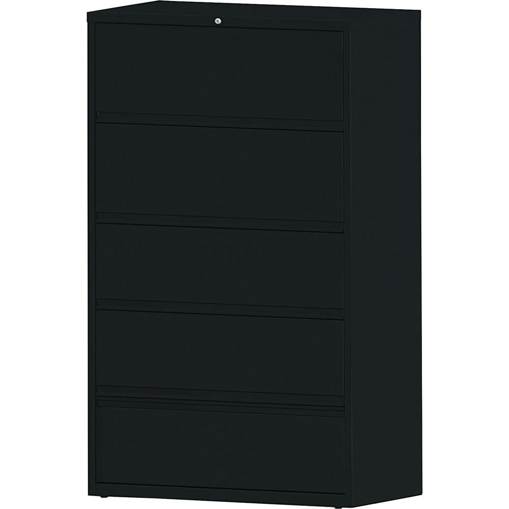 Lorell Fortress Lateral File with Roll-Out Shelf - 42" x 18.6" x 68.8" - 5 x Drawer(s) for File - Letter, A4, Legal - Interlocking, Heavy Duty, Ball-bearing Suspension, Leveling Glide, Recessed Handle. Picture 4